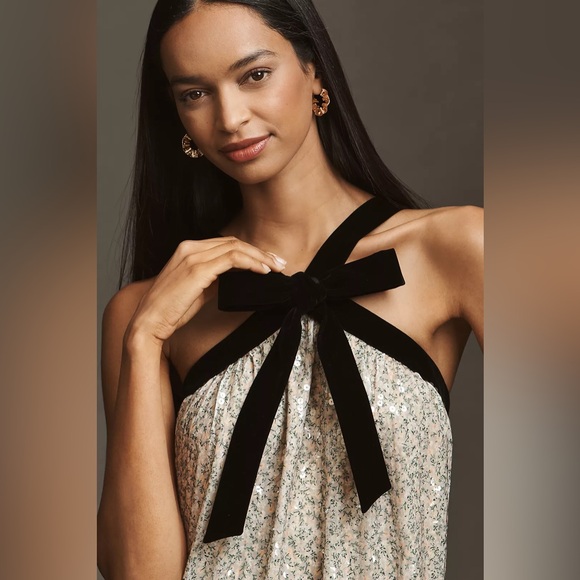 NWT - Anthropology Maude Bobbie Halter Metallic Tiered Maxi Dress size XS - Picture 2 of 3